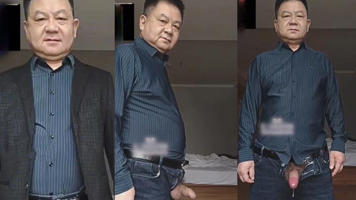 正装大老板叔掏出来玩射，龟头红到发亮，好漂亮的鸡巴